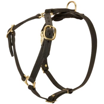 Leather Collie Harness Light Weight Y-Shaped for Tracking Dog