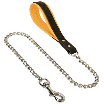 Chain Leather Collie Leash with Padded Handle
