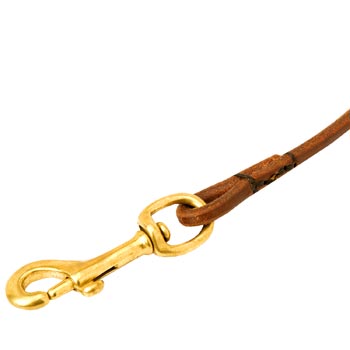 Collie Round Leather Leash with Massive Snap Hook