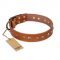 "Spring Flavor" FDT Artisan Adorned Leather Collie Collar with Old Bronze-Plated Engraved Studs