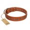 "Star Trek" FDT Artisan Tan Leather Collie Collar Decorated with Stars