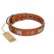 "Pawsy Glossy" FDT Artisan Exclusive Tan Leather Collie Collar 1 1/2 inch (40 mm) wide