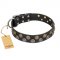 "Romantic Breeze" FDT Artisan Black Leather Collie Collar with Sparkling Circles