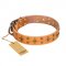 "Top-Flight" FDT Artisan Adorned Tan Leather Collie Collar