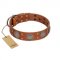 "Sun Rise Noon" FDT Artisan Tan Leather Collie Collar with Unique Design