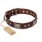 "Loving Owner" FDT Artisan Decorated Leather Collie Collar with Plates and Studs