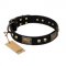 "Biker Style" FDT Artisan Black Leather Collie Collar with Old Bronze Look Plates and Skulls
