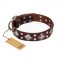 "King of Grace" FDT Artisan Stylish Leather Collie Collar with Old Silver-Like Plated Decorations