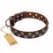 "Strong Shields" FDT Artisan leather Collie collar with stylish decorations