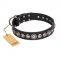 "Strict Elegance" FDT Artisan Black Leather Collie Collar with Decorations