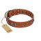 "Splendid Armor" Premium Quality FDT Artisan Tan Designer Collie Collar with Shields and Stars