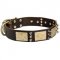 Designer War-Style Leather Collie Collar with Spikes and Plates