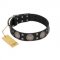 "Sun in Shining" Modern FDT Artisan Black Leather Collie Collar with Studs and Stars