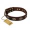 "Chocolate kiss" FDT Artisan Leather Collie Collar with Old Bronze Look Oval Plates