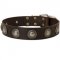 Leather Collie Collar Decorated with Silver Conchos
