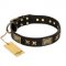 "Passion for Style and Beauty" FDT Artisan Decorated Black Leather Collie Collar