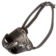Barbed Wire Painted Leather Collie Muzzle for Training