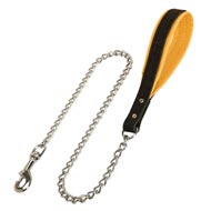Chain Collie Leash with Padded Leather Handle