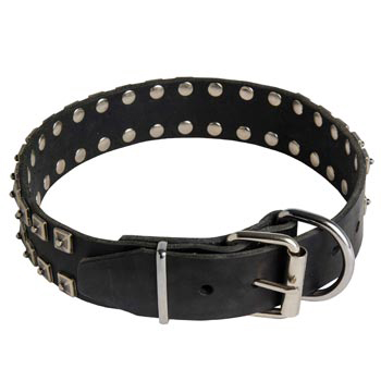 New Buckle Leather Collie Collar Studded New Adjustable