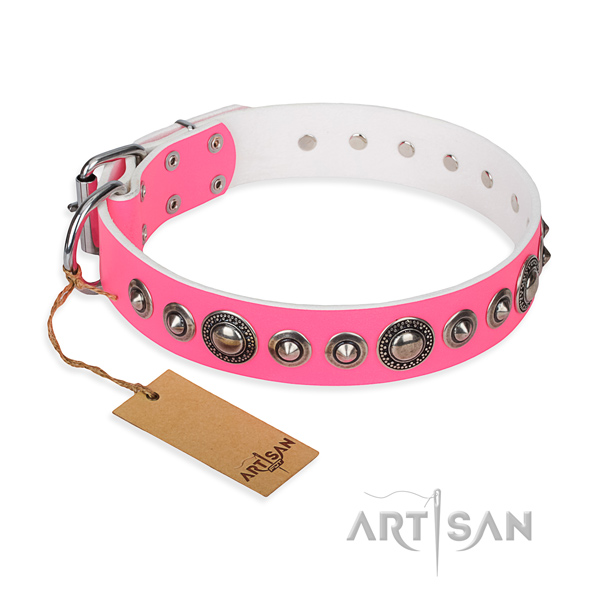 Leather dog collar made of best quality material with reliable fittings