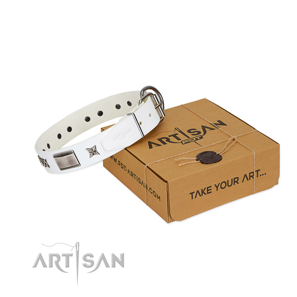 Top notch collar of full grain genuine leather for your impressive dog