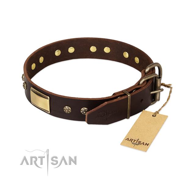 Adjustable full grain genuine leather collar for your dog