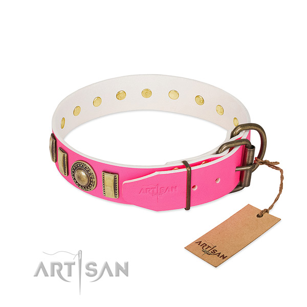 Top notch full grain genuine leather dog collar made for your canine