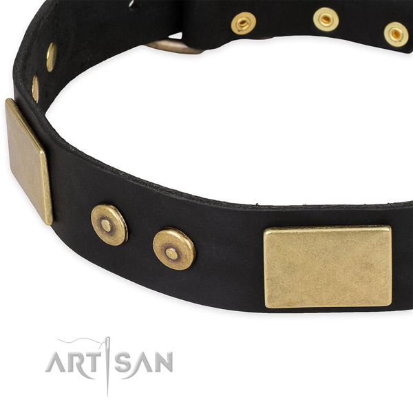 Rust-proof hardware on full grain natural leather dog collar for your four-legged friend