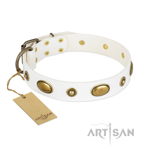 Easy to adjust genuine leather collar for your canine