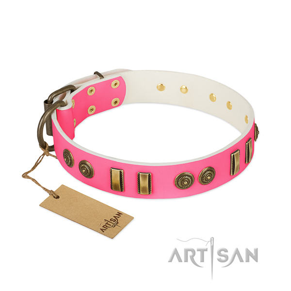 Trendy natural leather collar for your doggie