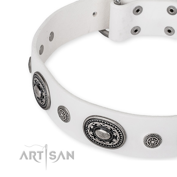 Gentle to touch natural genuine leather dog collar handmade for your lovely pet