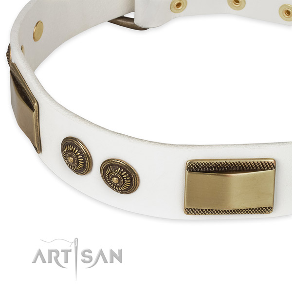 Rust-proof hardware on full grain genuine leather dog collar for your doggie