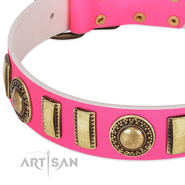 Flexible full grain natural leather dog collar for your attractive doggie
