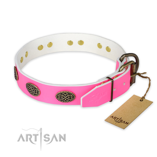 Strong studs on stylish walking dog collar