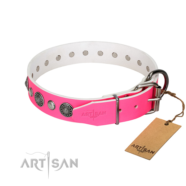 High quality leather dog collar with rust resistant hardware