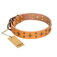 "Top-Flight" FDT Artisan Adorned Tan Leather Collie Collar