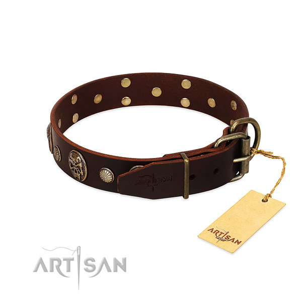 Corrosion proof decorations on easy wearing dog collar
