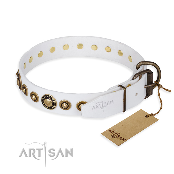 Soft to touch natural genuine leather dog collar created for easy wearing