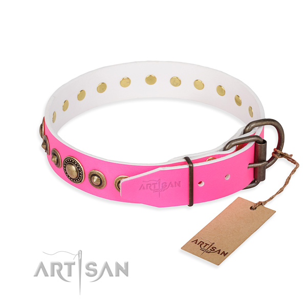 Soft to touch full grain leather dog collar created for everyday use