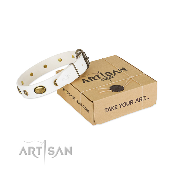 Perfect fit full grain genuine leather collar for your handsome canine