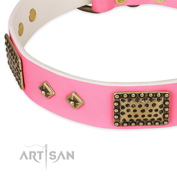 Corrosion resistant fittings on full grain leather dog collar for your four-legged friend