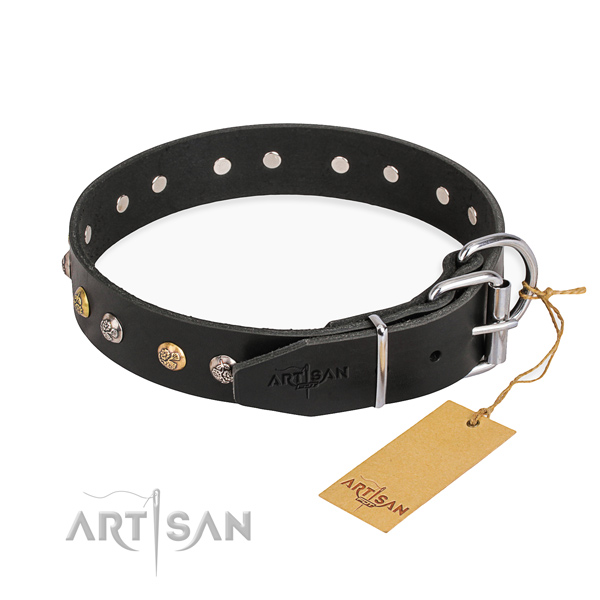 Gentle to touch full grain leather dog collar created for easy wearing