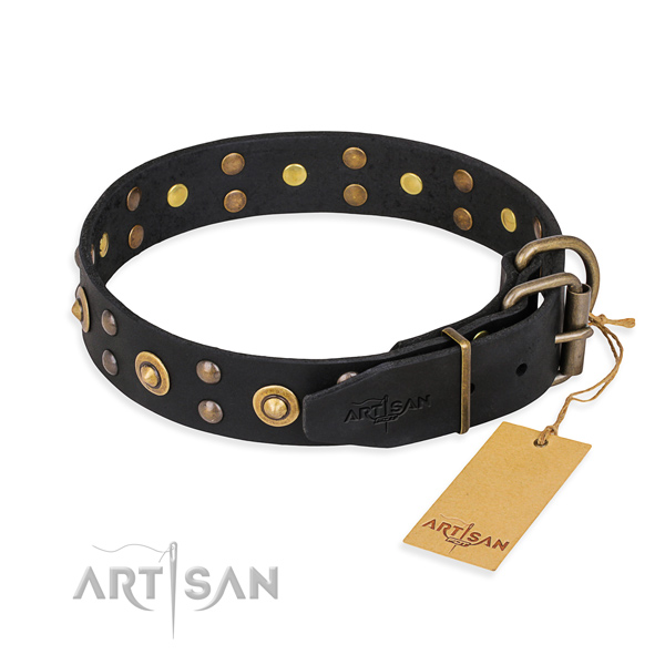 Strong fittings on genuine leather collar for your impressive canine