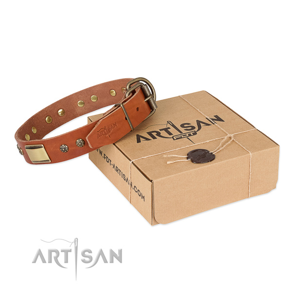 Inimitable full grain leather collar for your lovely dog