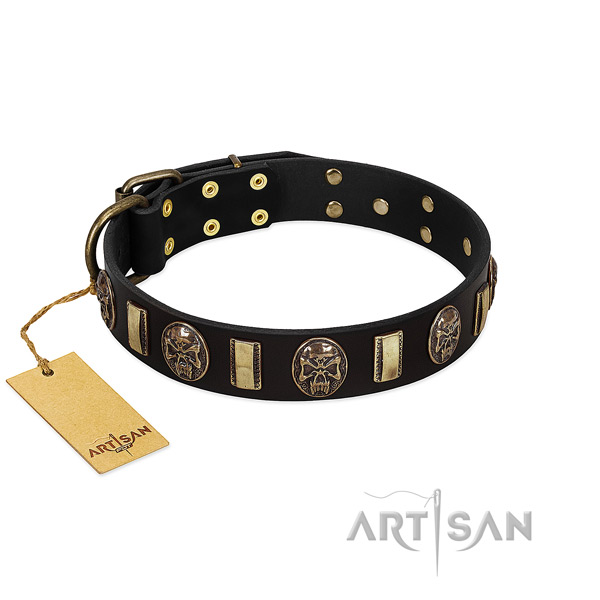 Comfortable full grain genuine leather dog collar for daily use