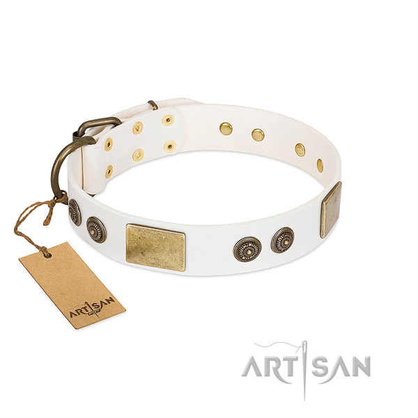 Inimitable full grain leather dog collar for comfy wearing