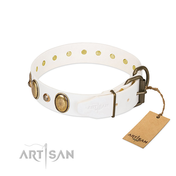 Handy use full grain genuine leather dog collar