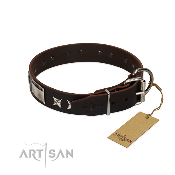 Handcrafted collar of full grain leather for your lovely dog