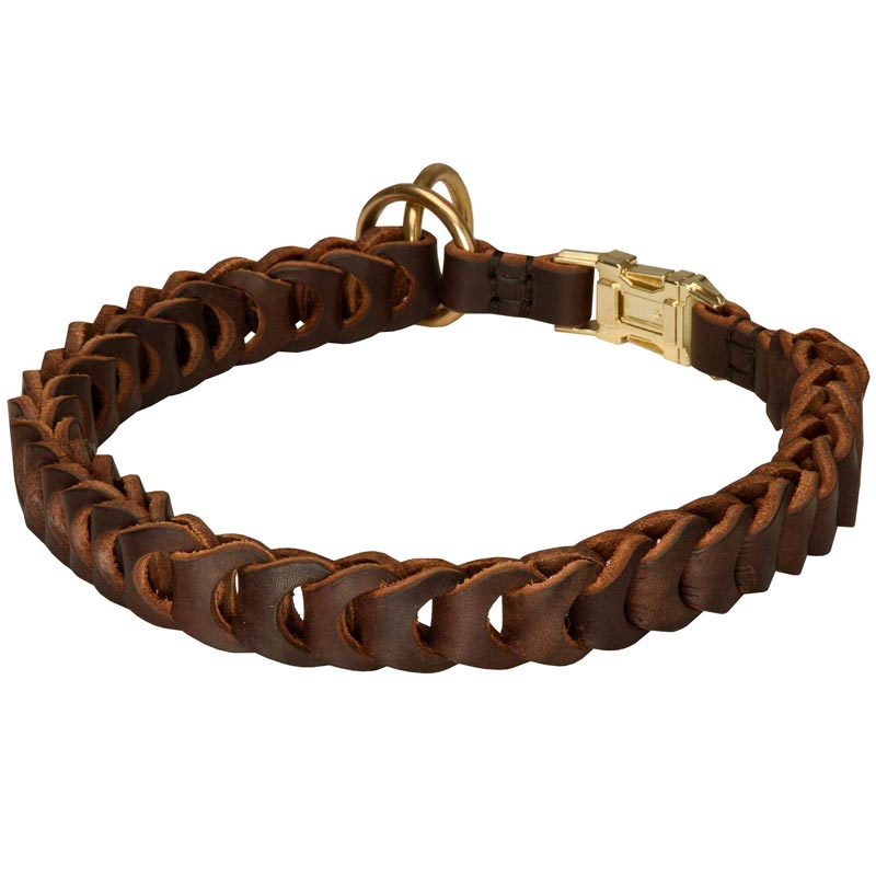 Collie Choke Leather Collar Braided - Click Image to Close