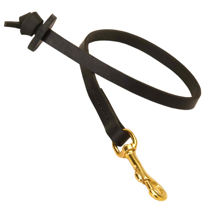 Short Leather Collie Leash with Round Handle - Click Image to Close